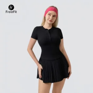 freefit atasan tank top olahraga wanita dengan bantalan dada pakaian camisole padel pilates vbr002